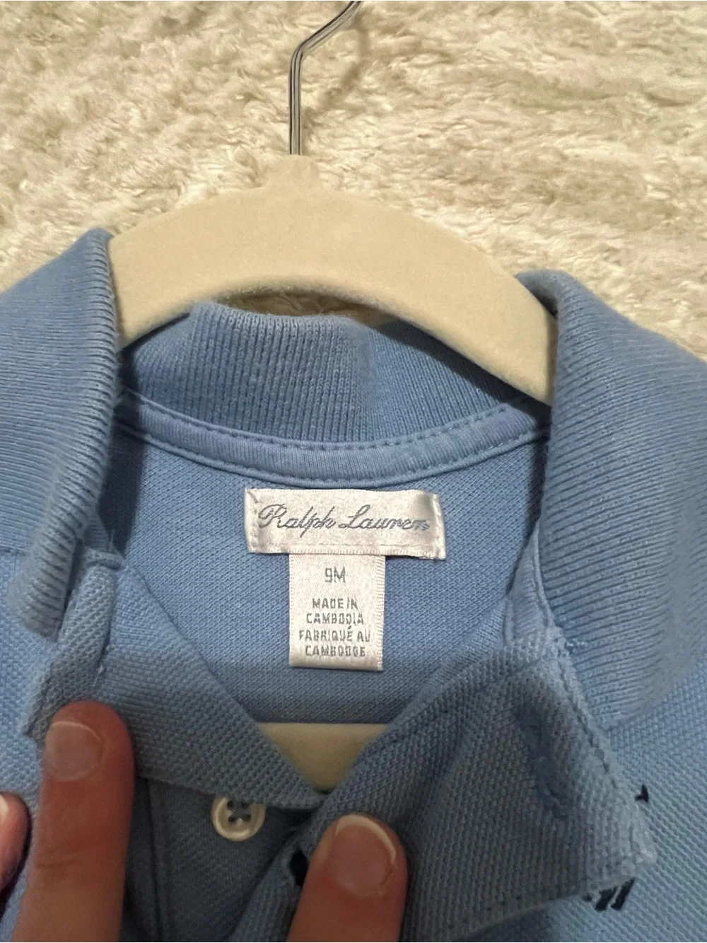 Ralph Lauren Light Blue Boys Polo with Navy Logo